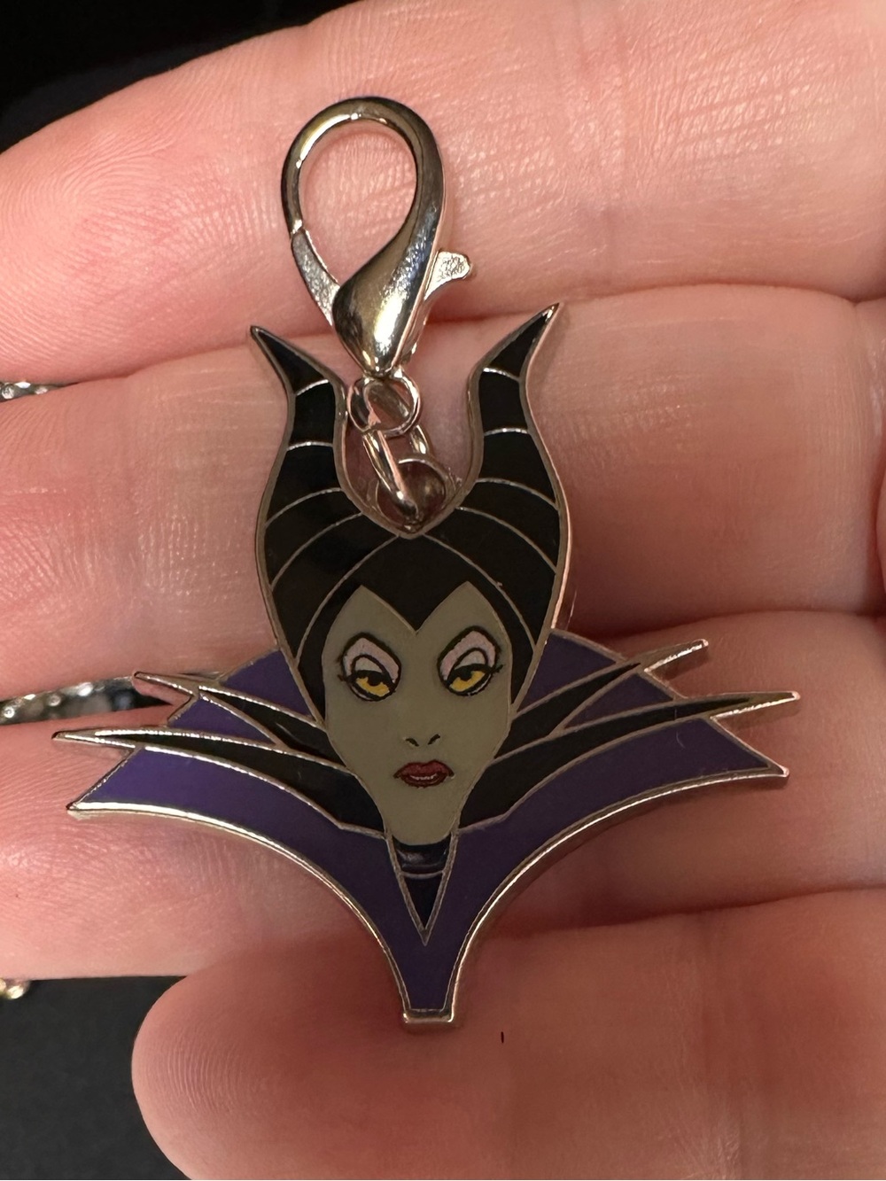 Disney Villain Maleficent Enamel Charm Necklace - Purple & Black